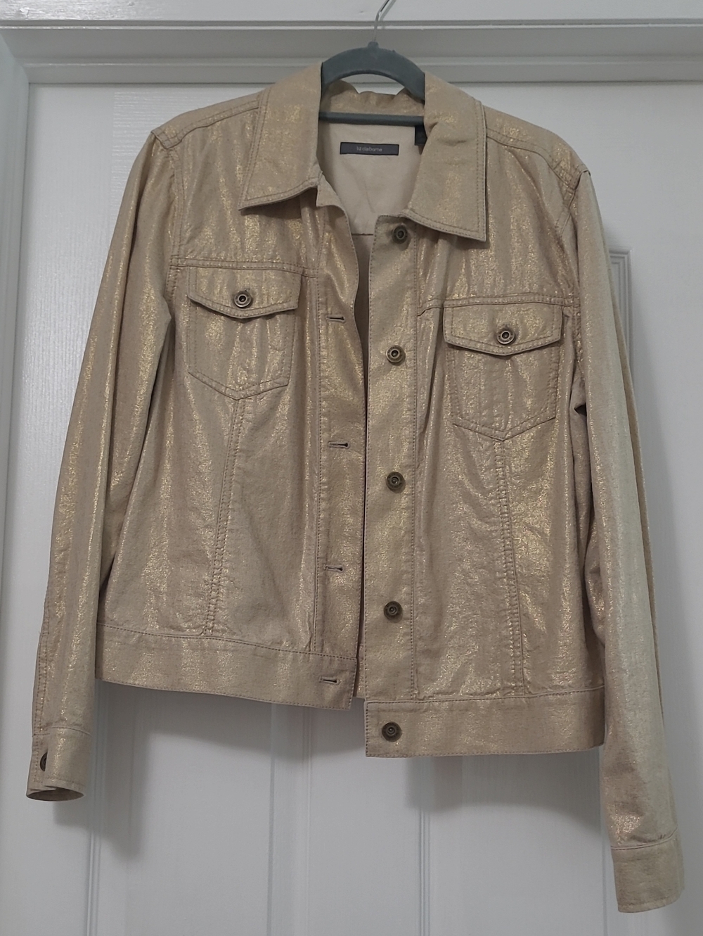 Liz Claiborne Metallic Gold/Beige Button-Front Jean Jacket